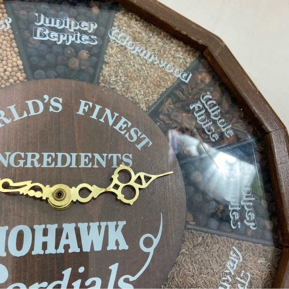 Mohawk Cordials world famous ingredients vintage wall clock